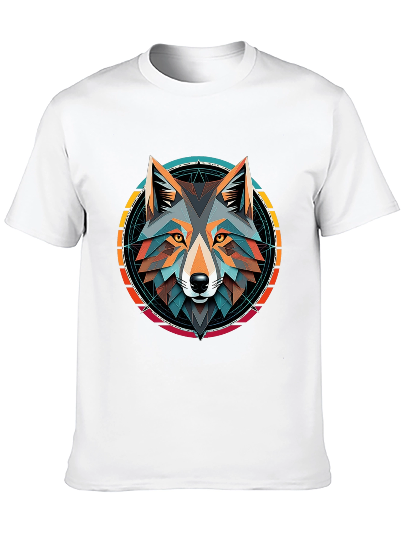 Geometric Wolf Head Graphic Tee - Stylish Unisex Design