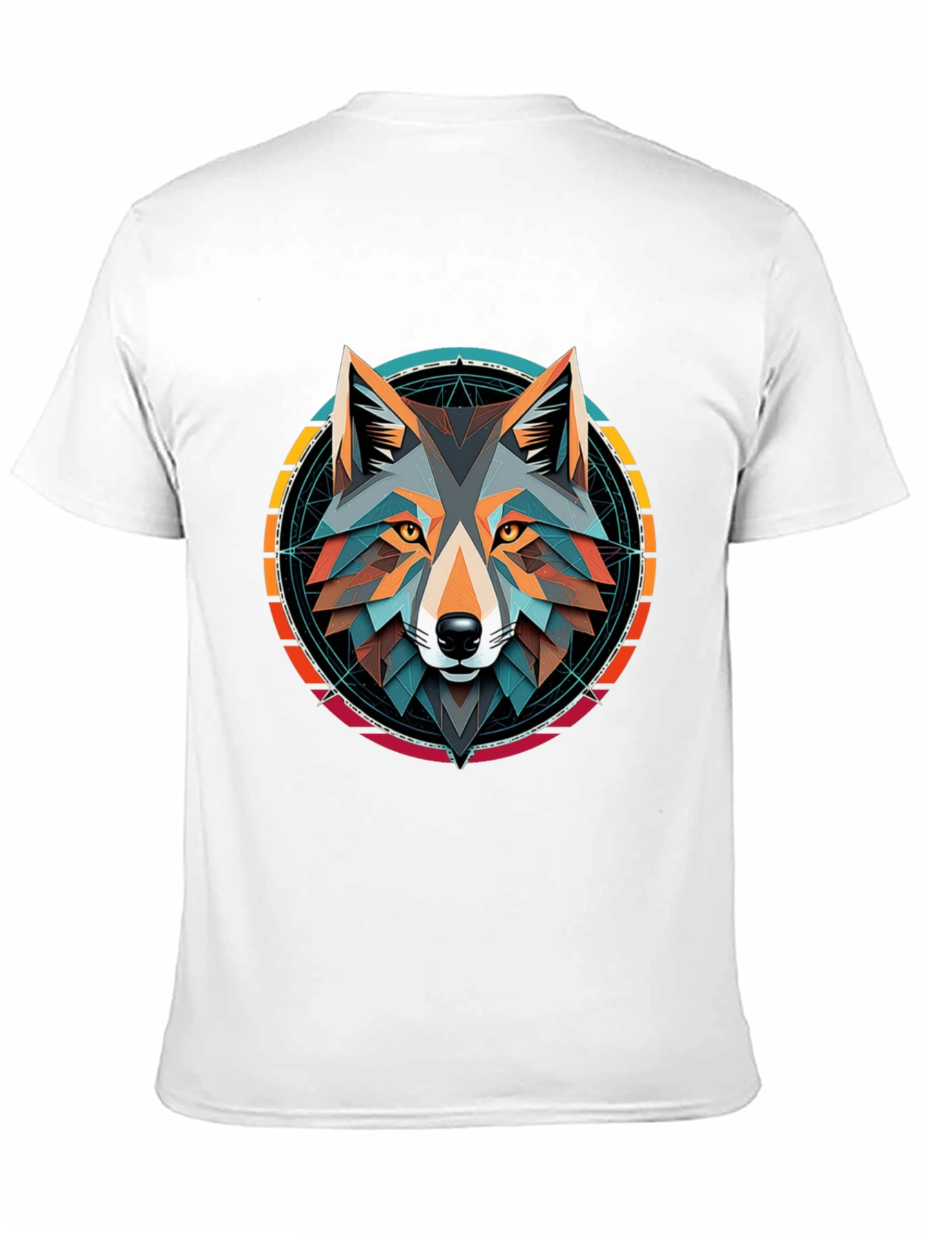 Geometric Wolf Head Graphic Tee - Stylish Unisex Design