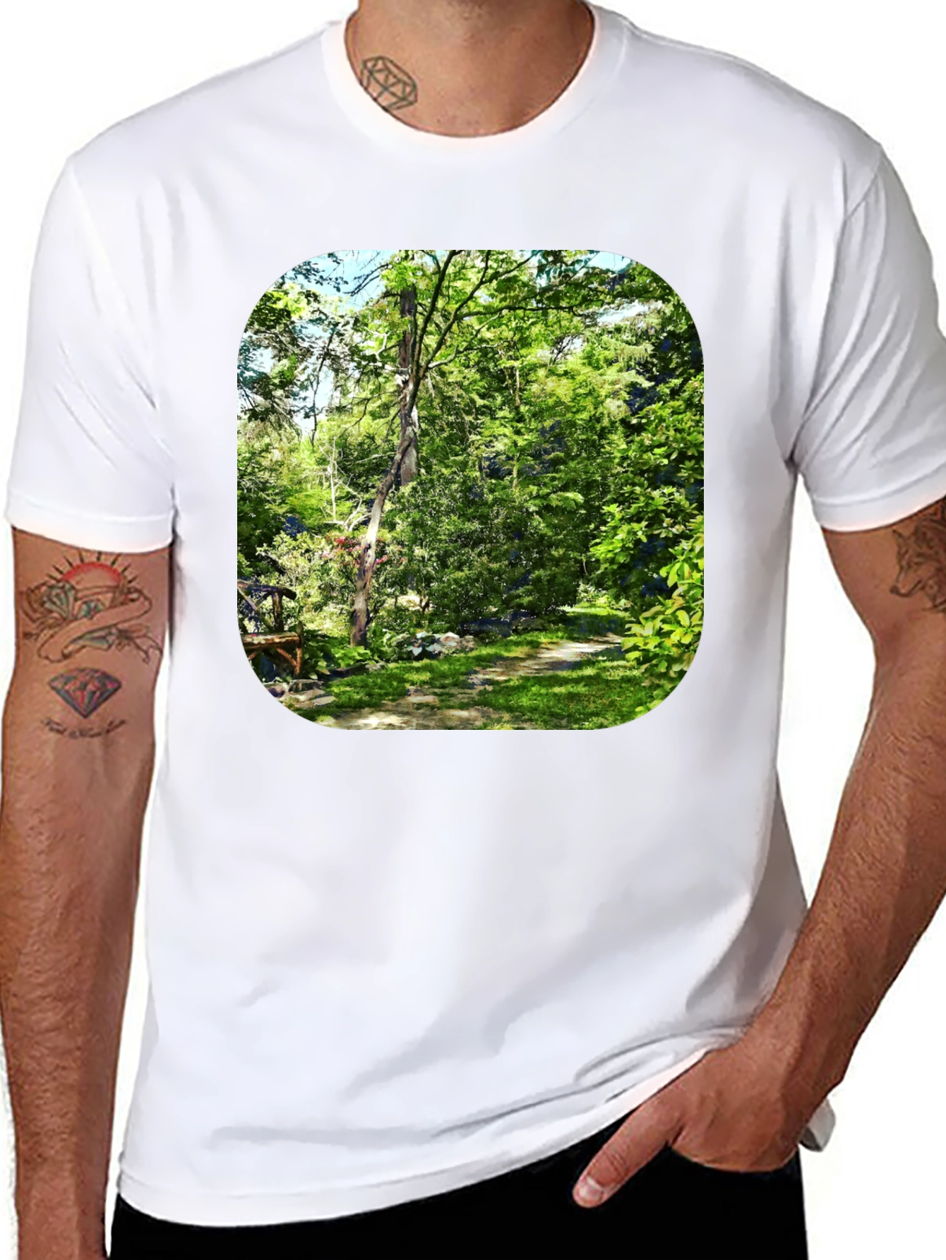 Nature Scene Graphic Black T-Shirt