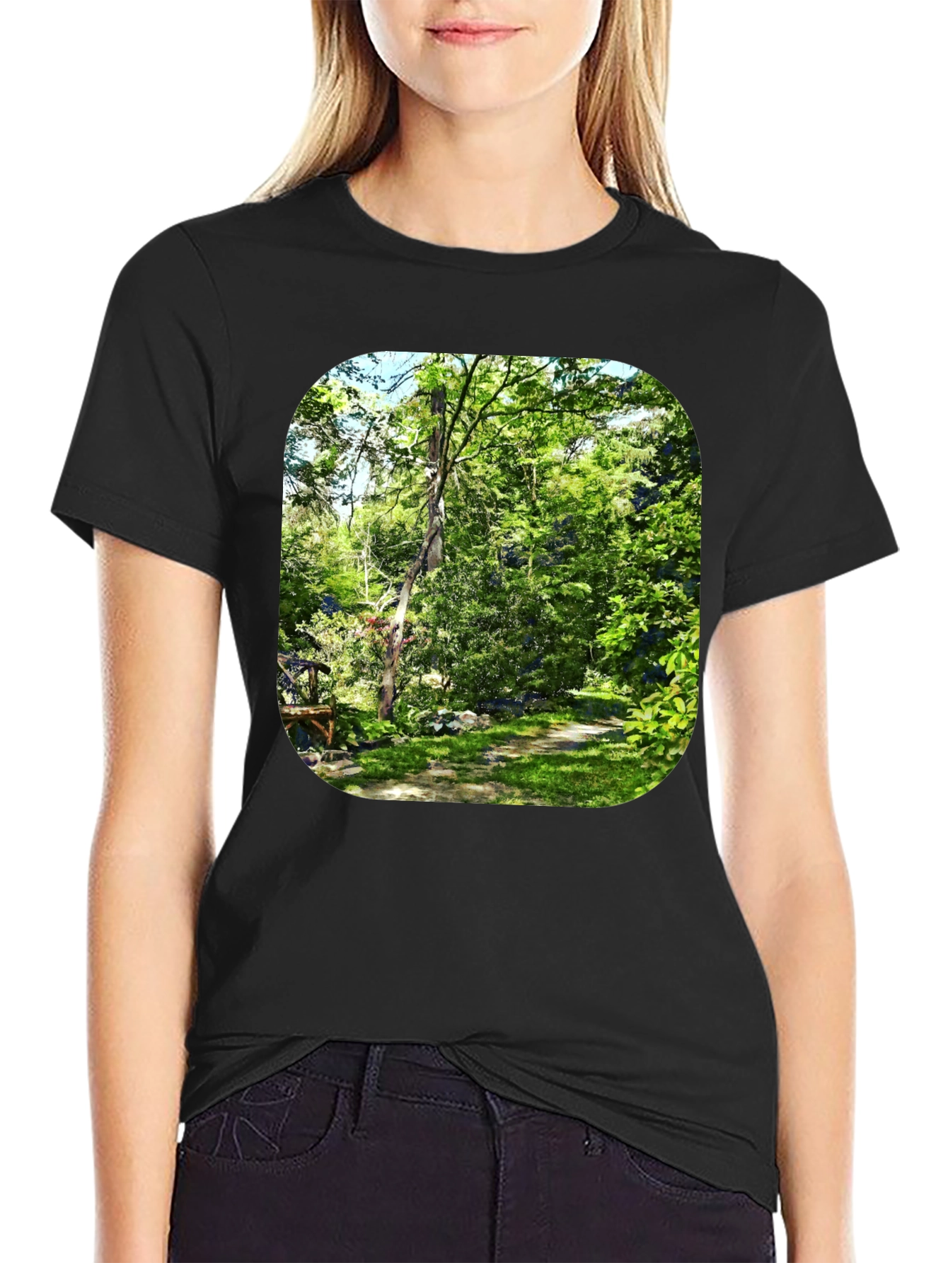 Nature Scene Graphic Black T-Shirt
