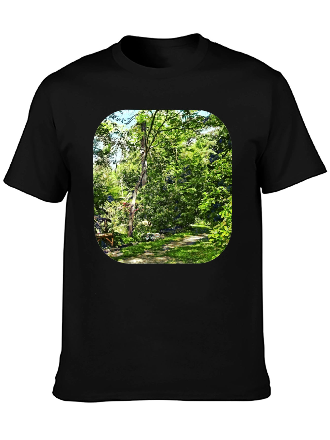 Nature Scene Graphic Black T-Shirt