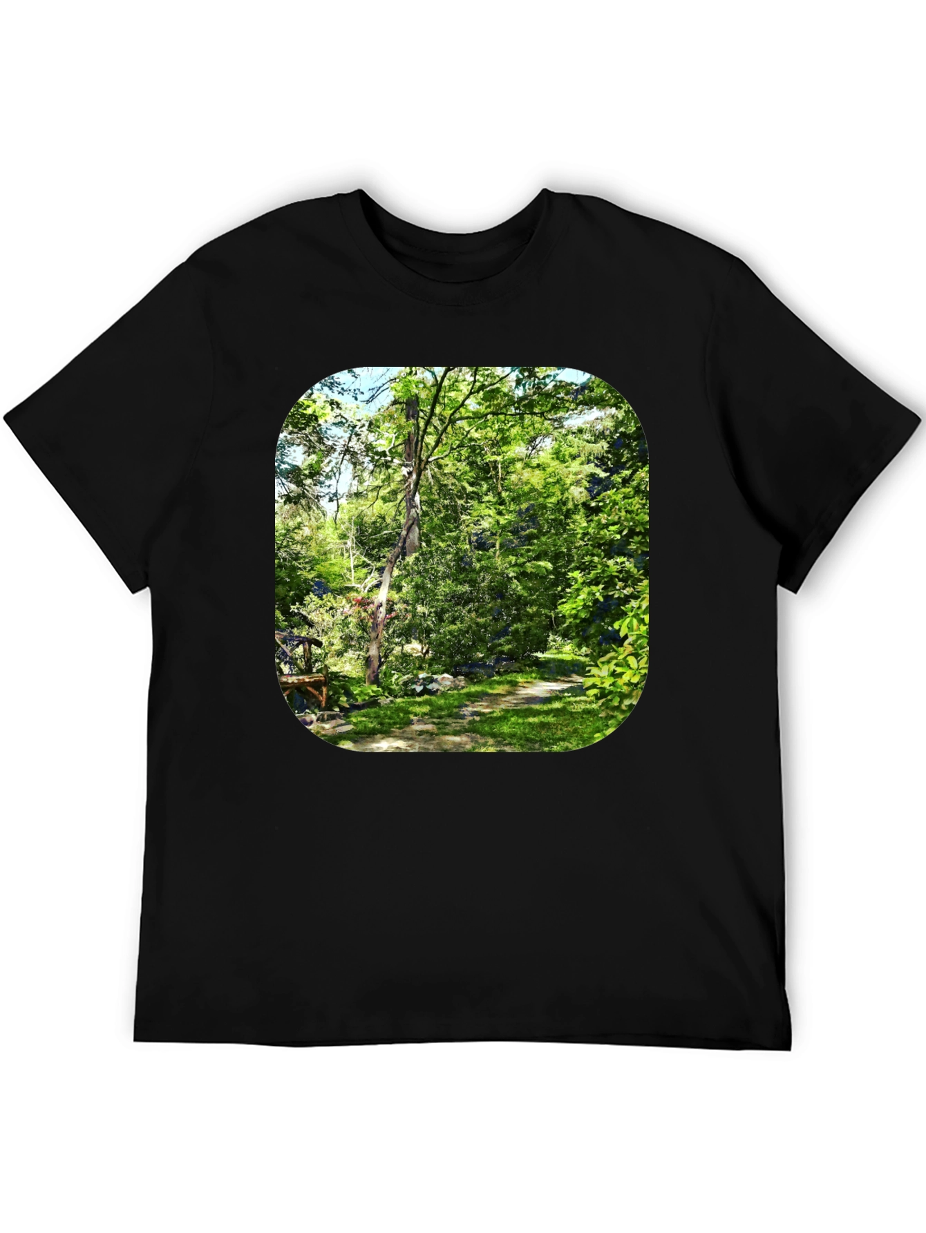 Nature Scene Graphic Black T-Shirt