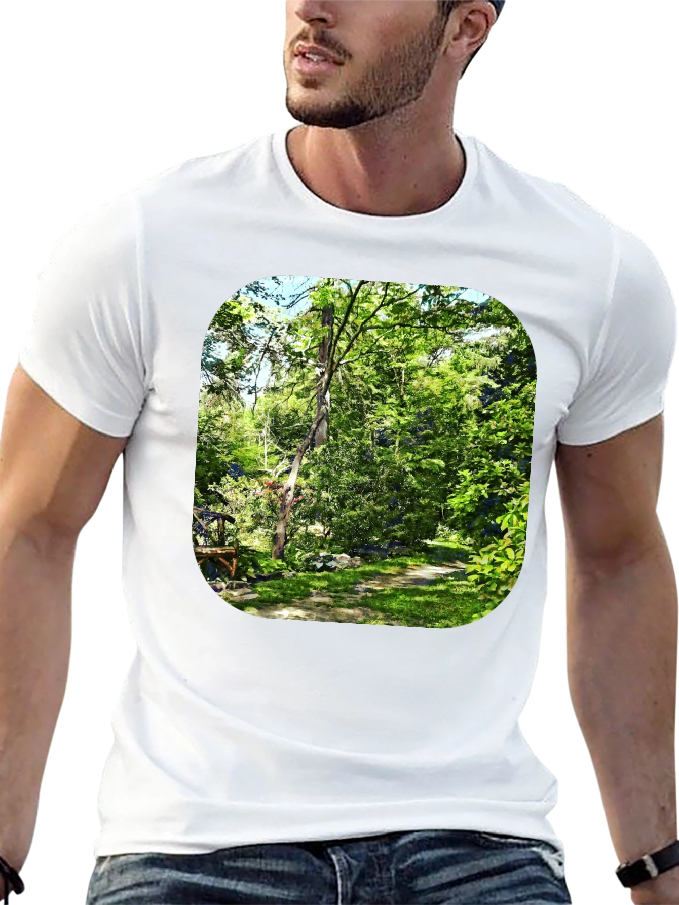 Nature Scene Graphic Black T-Shirt
