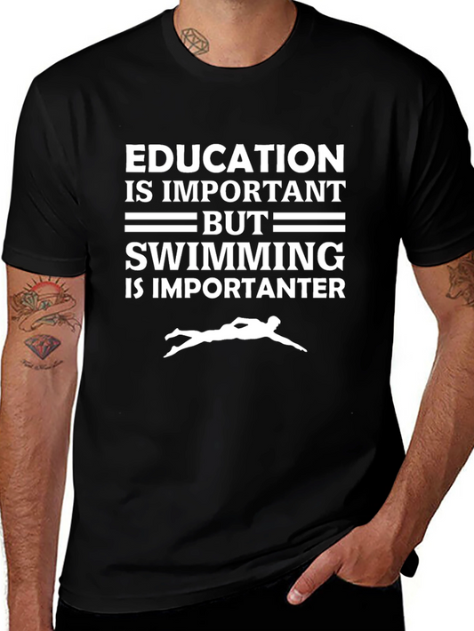 Funny Swimming T-Shirt - Education vs Swimming
