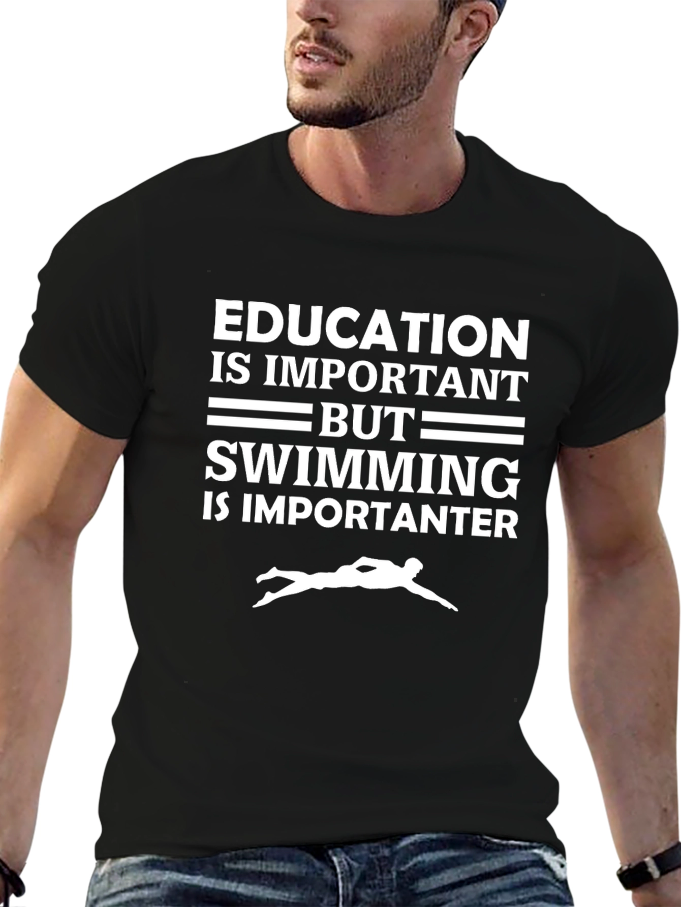 Funny Swimming T-Shirt - Education vs Swimming