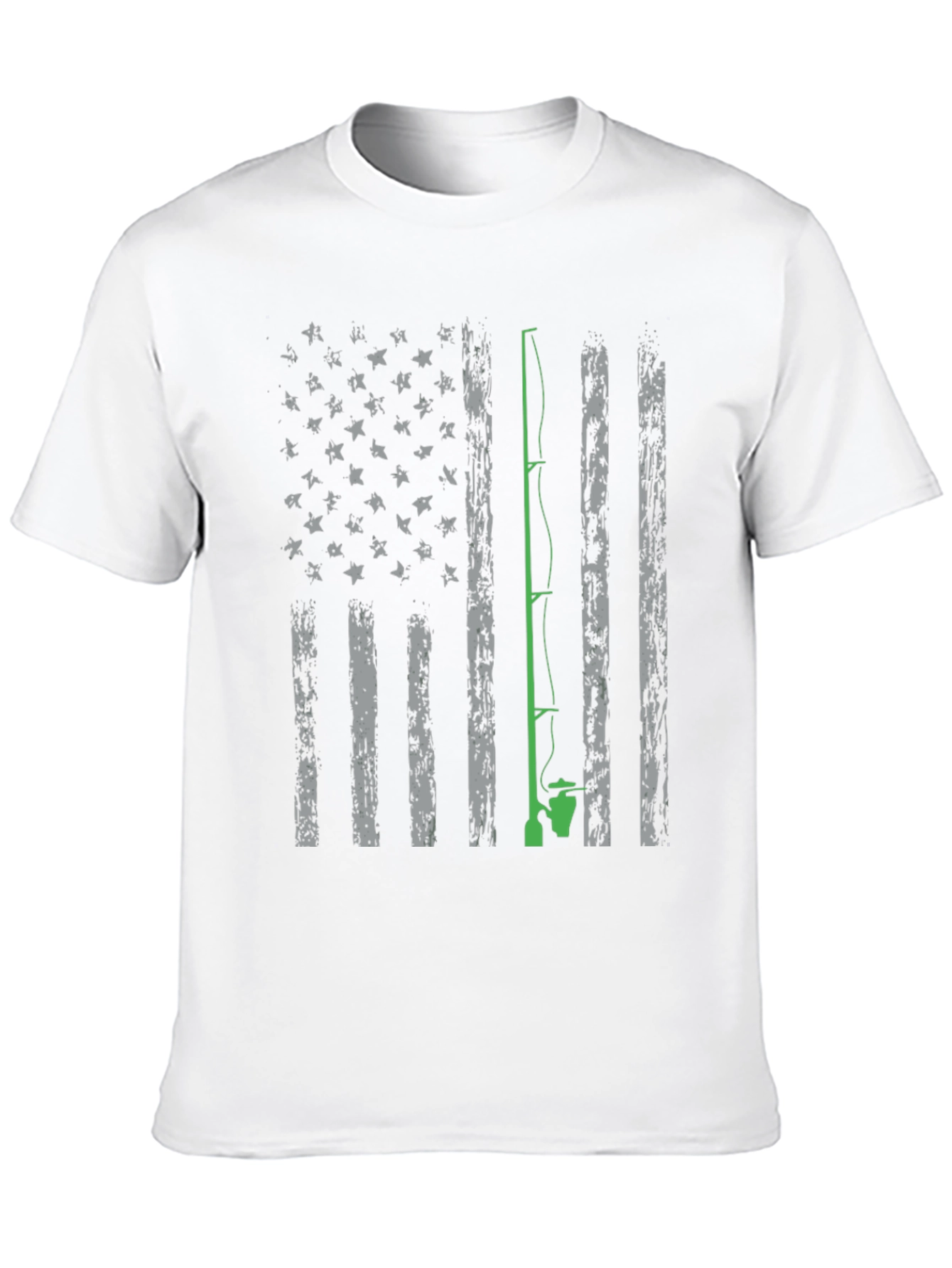 Fishing Rod American Flag Graphic T-Shirt