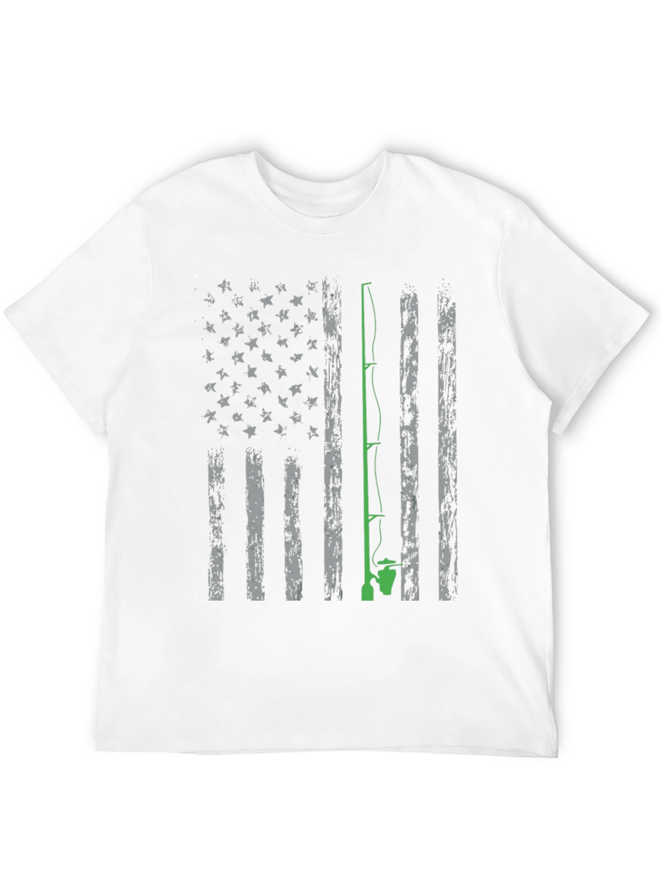 Fishing Rod American Flag Graphic T-Shirt