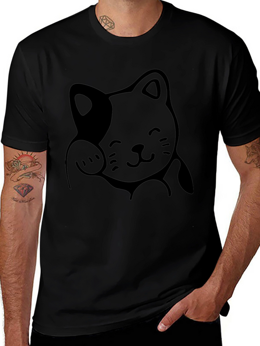 Cute Cat Graphic Tee - Soft Cotton Black T-Shirt