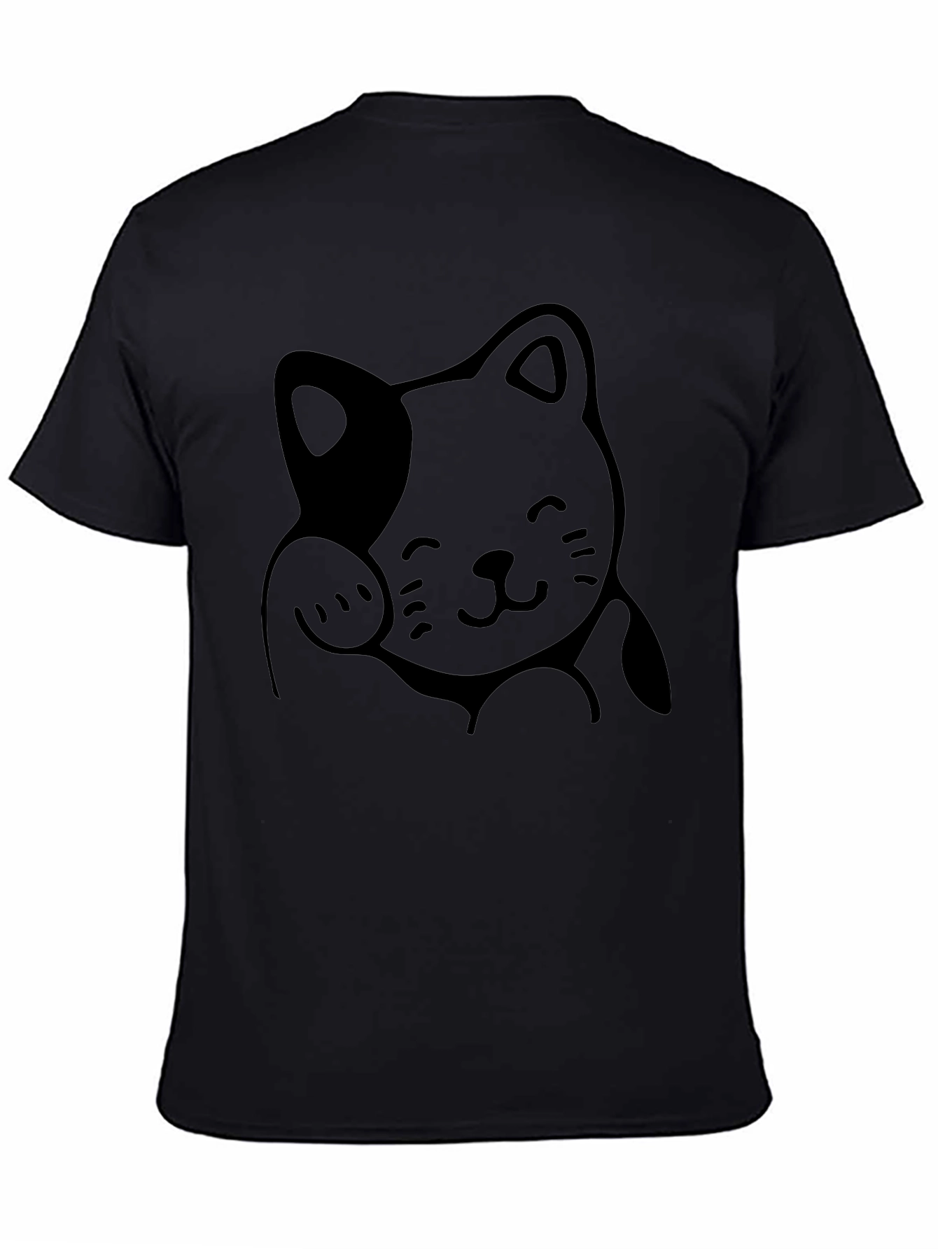 Cute Cat Graphic Tee - Soft Cotton Black T-Shirt