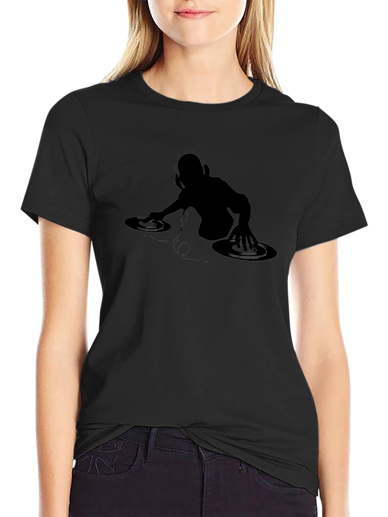DJ Silhouette Graphic Tee - Black Cotton T-Shirt