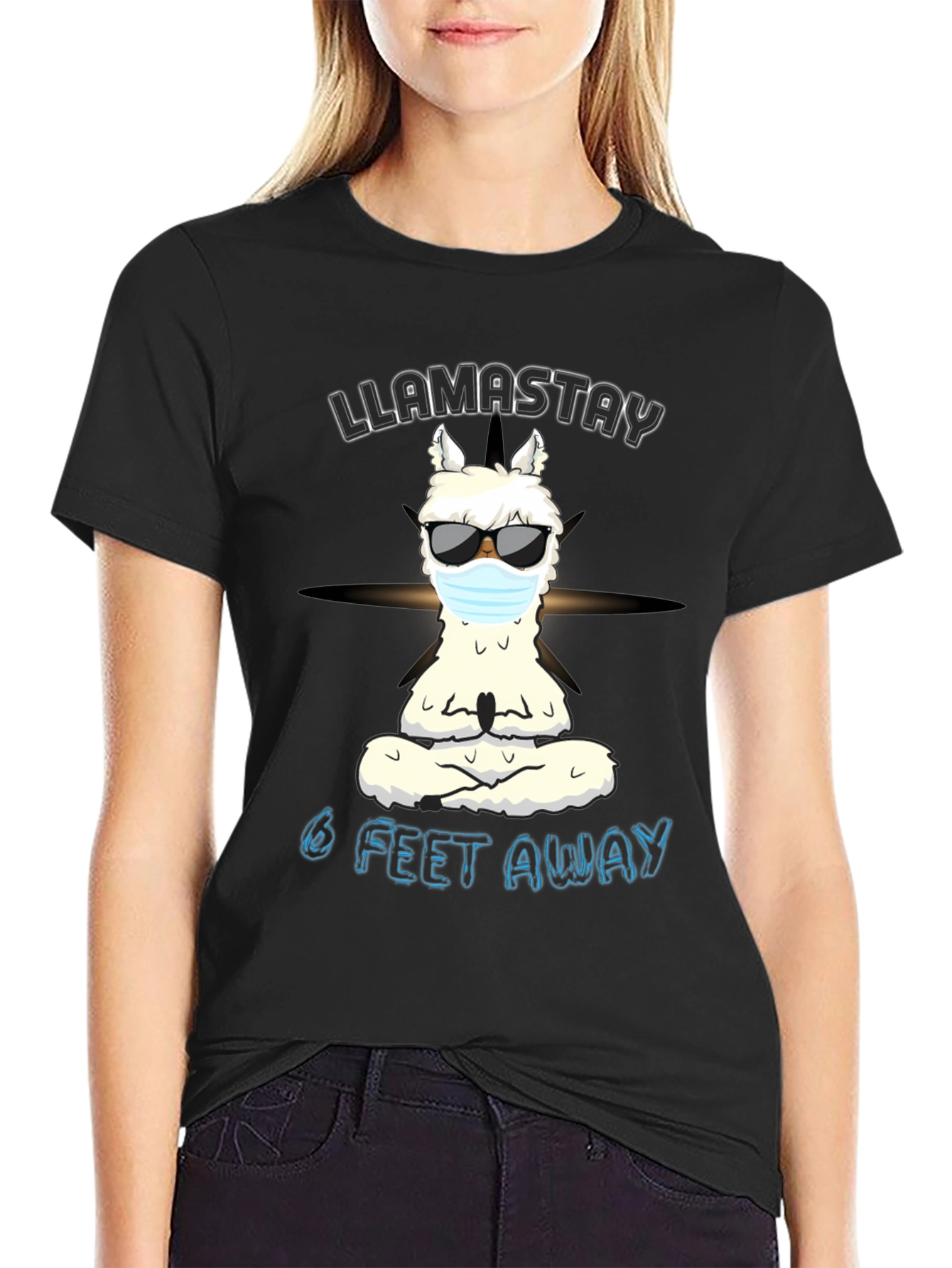 Llamastay 6 Feet Away Graphic Tee