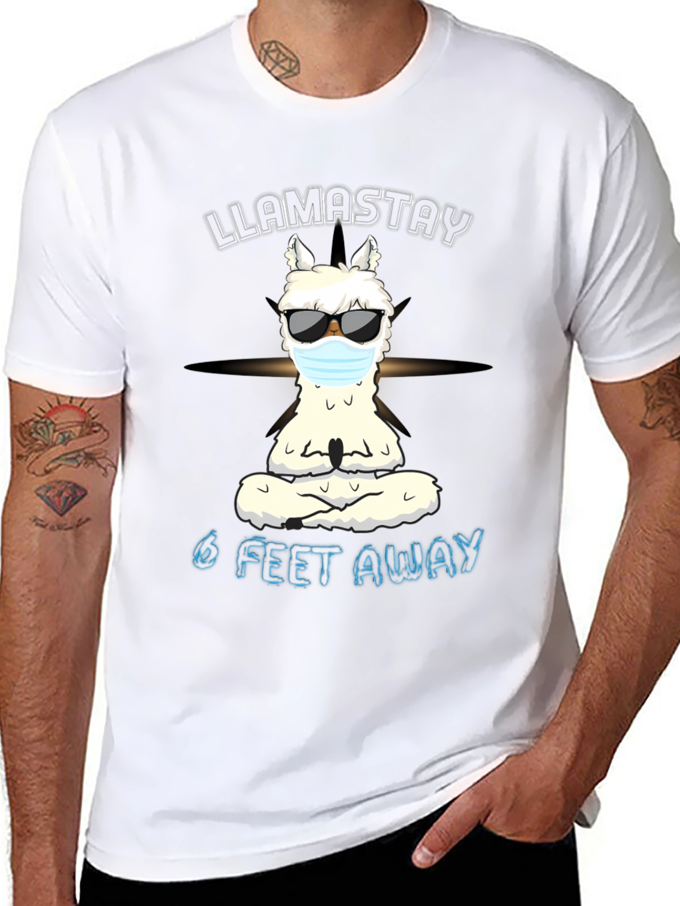 Llamastay 6 Feet Away Graphic Tee