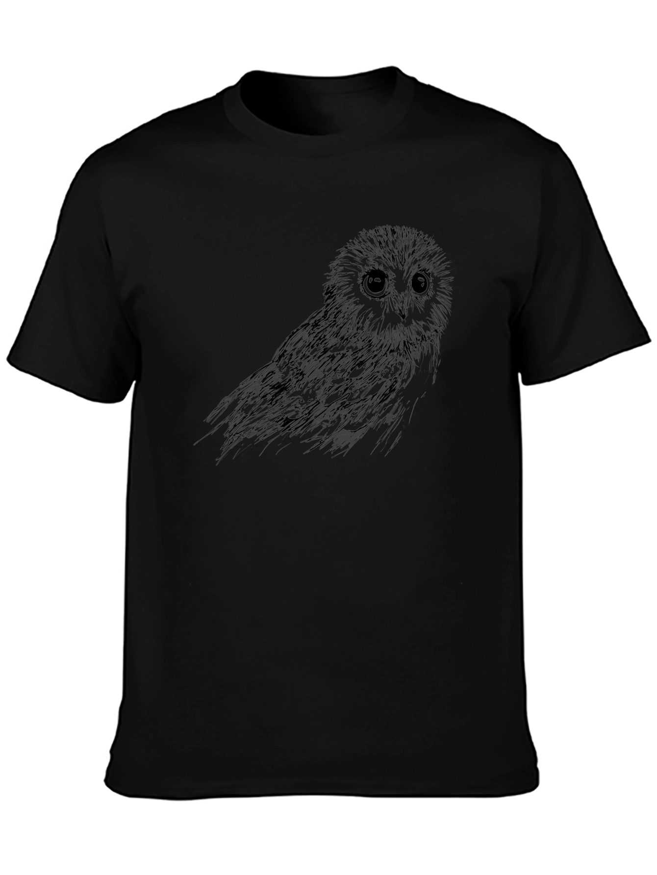 Mens Black Owl Graphic Tee