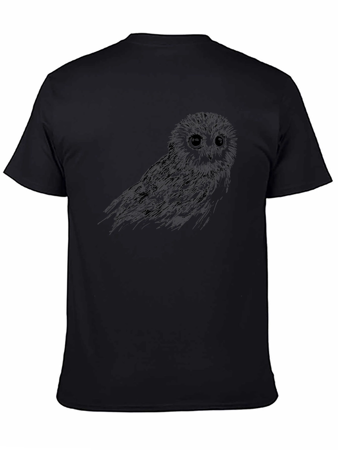Mens Black Owl Graphic Tee
