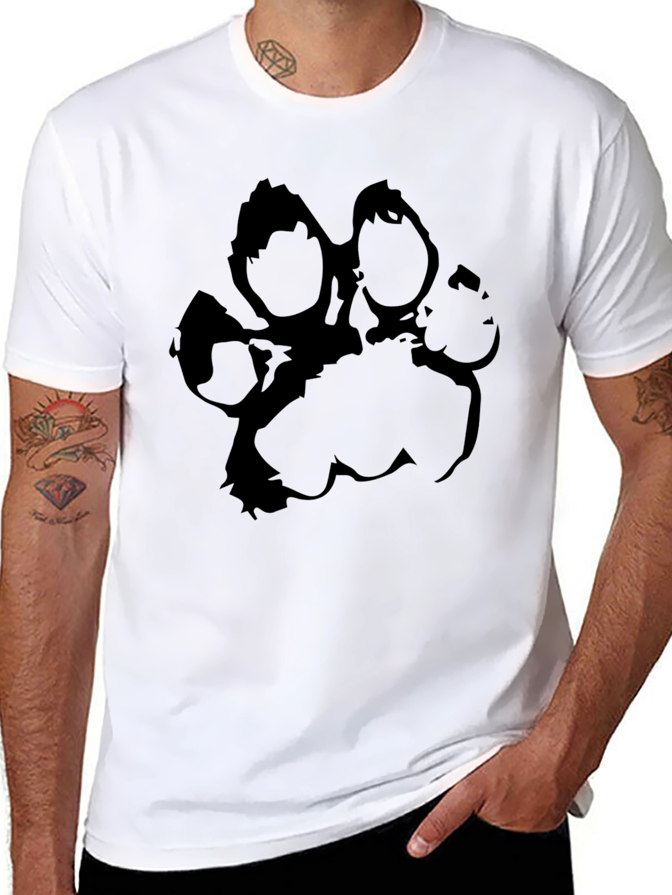 Black Paw Print Graphic T-Shirt