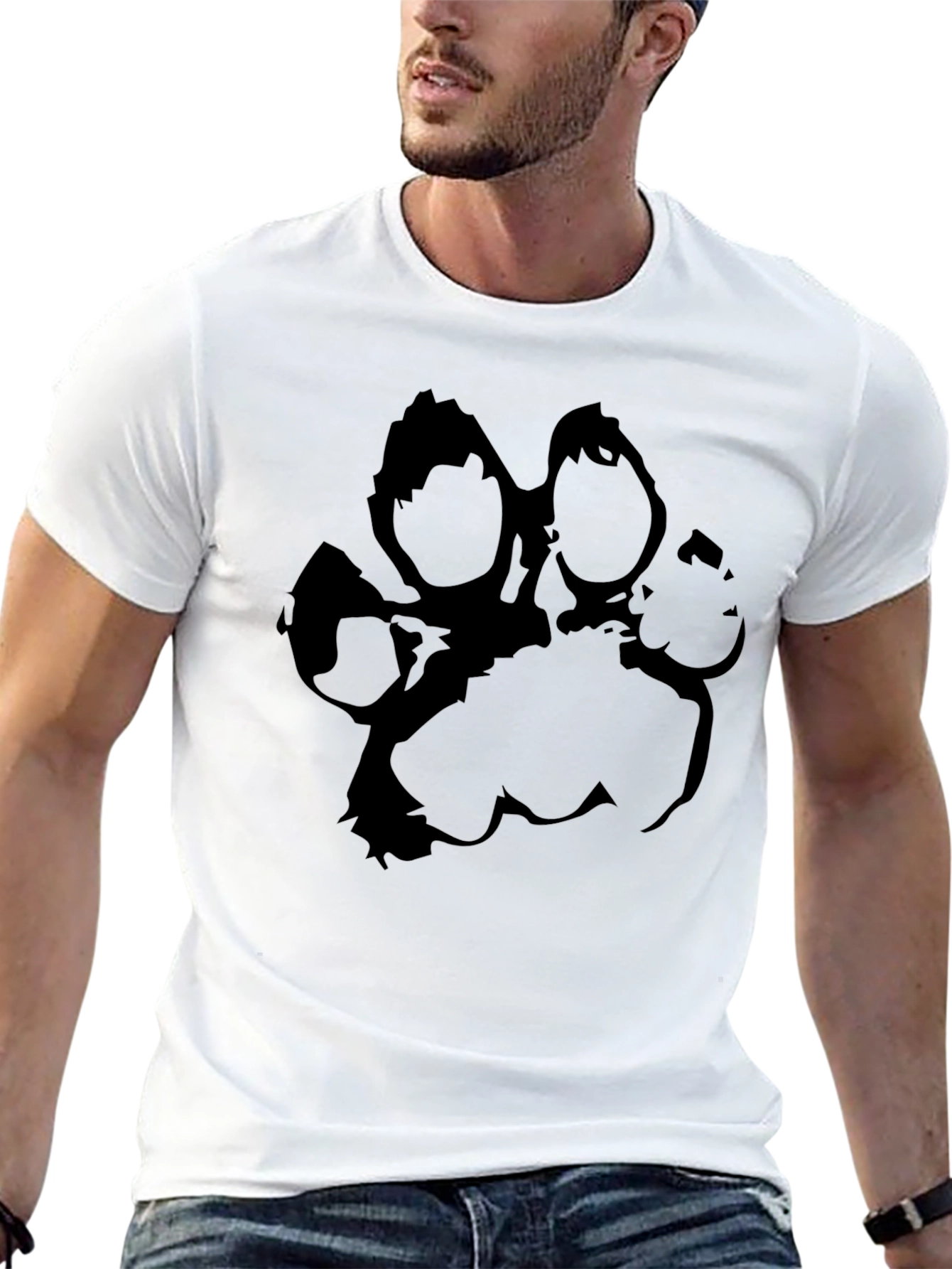 Black Paw Print Graphic T-Shirt