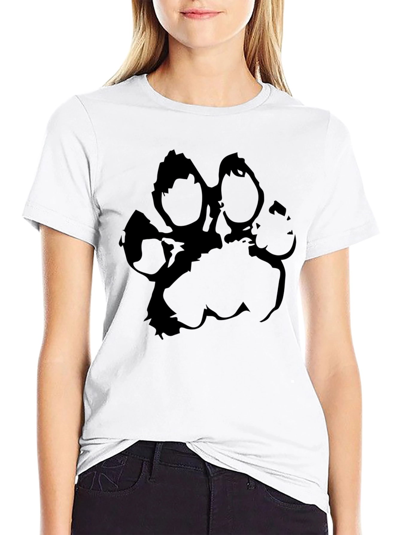 Black Paw Print Graphic T-Shirt