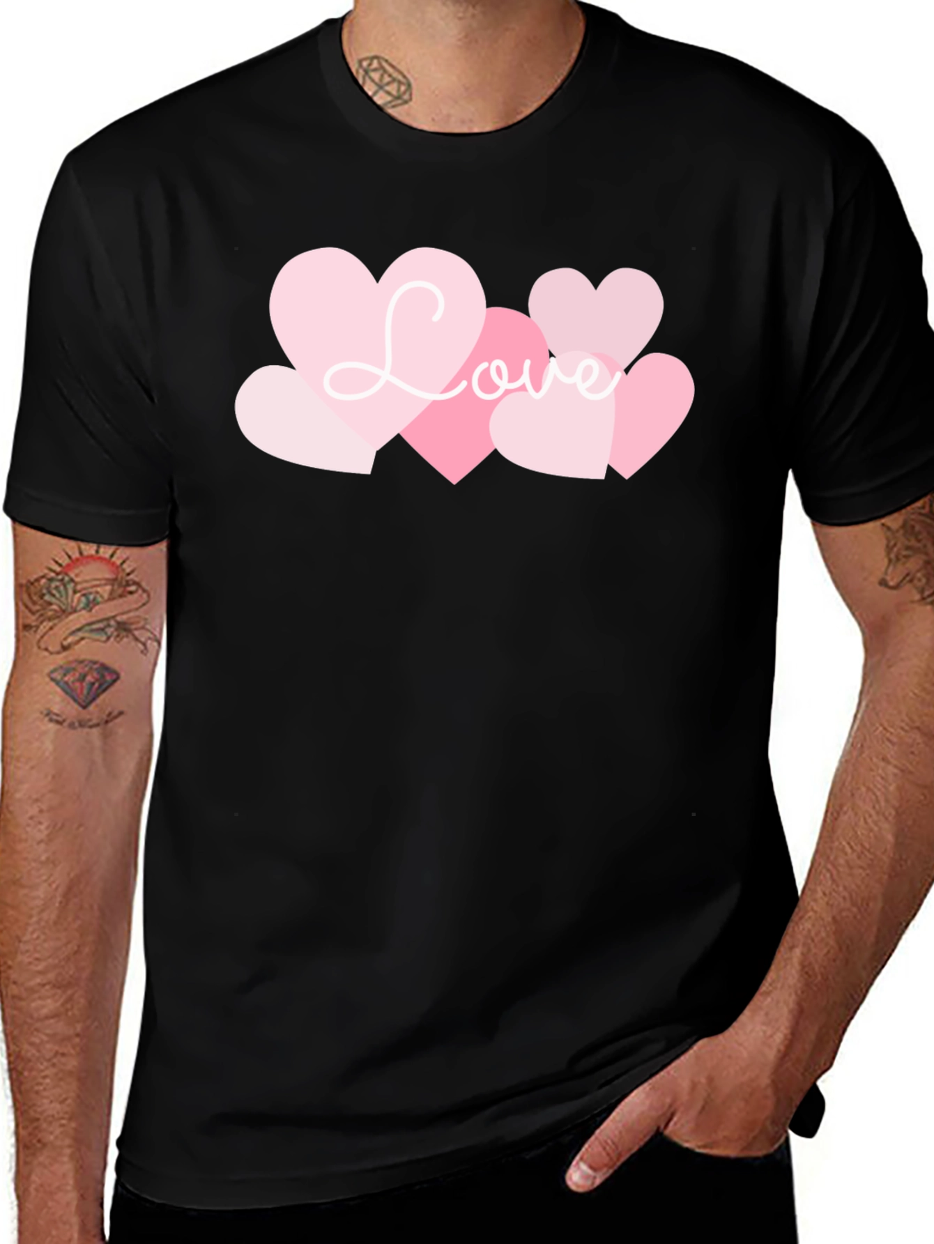 Love Heart Graphic Black T-Shirt
