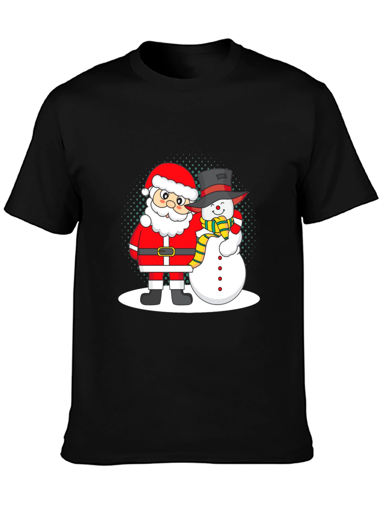 Santa and Snowman Graphic Tee - Holiday Cheer
