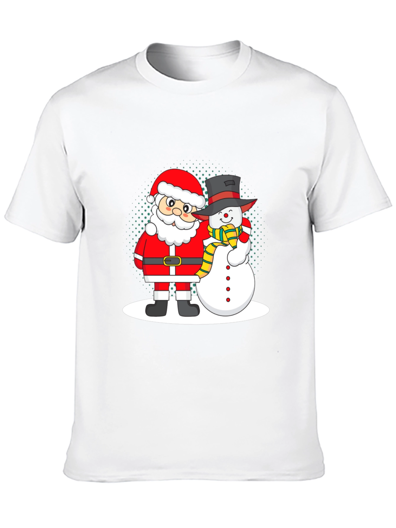 Santa and Snowman Graphic Tee - Holiday Cheer