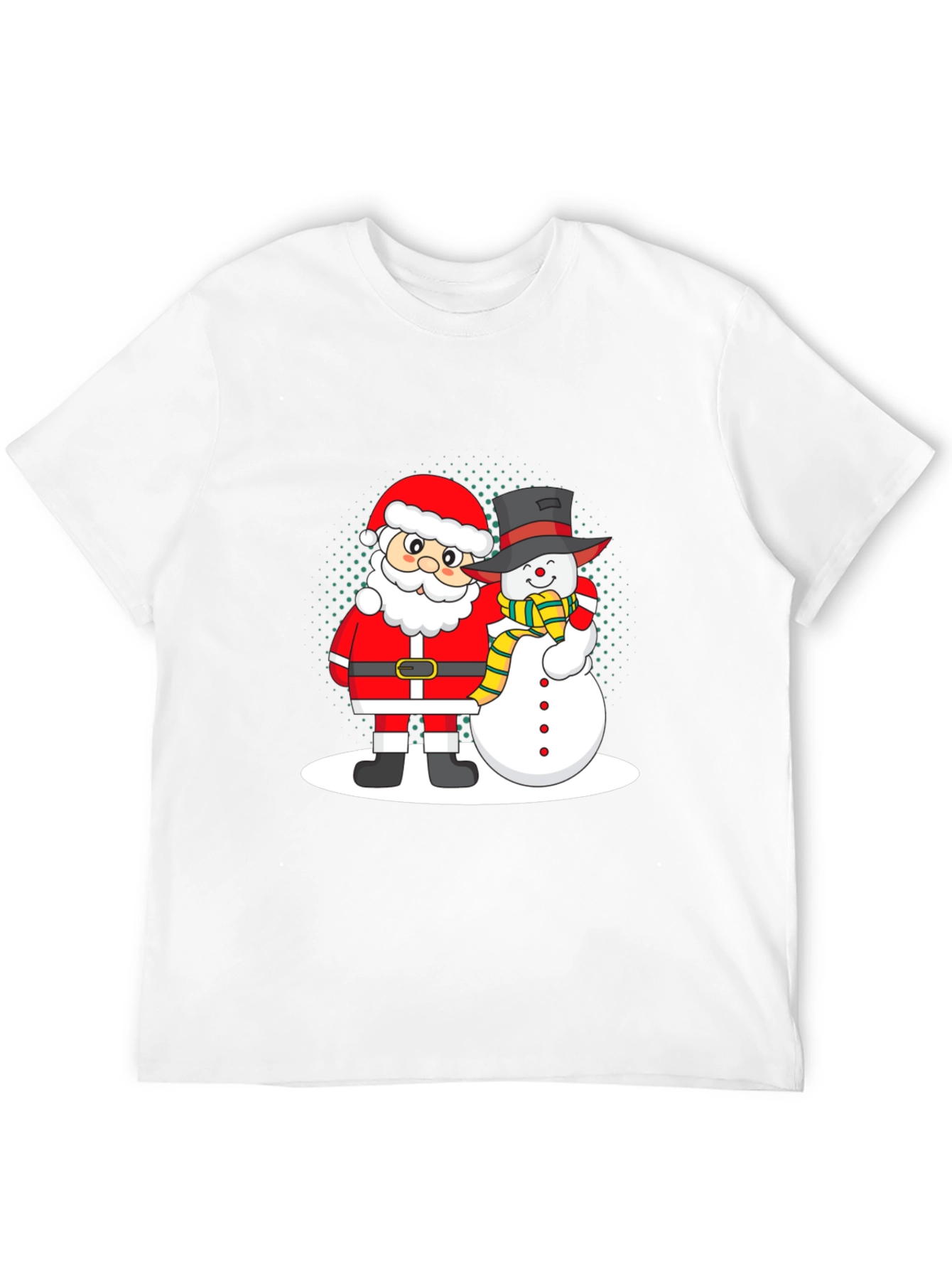 Santa and Snowman Graphic Tee - Holiday Cheer