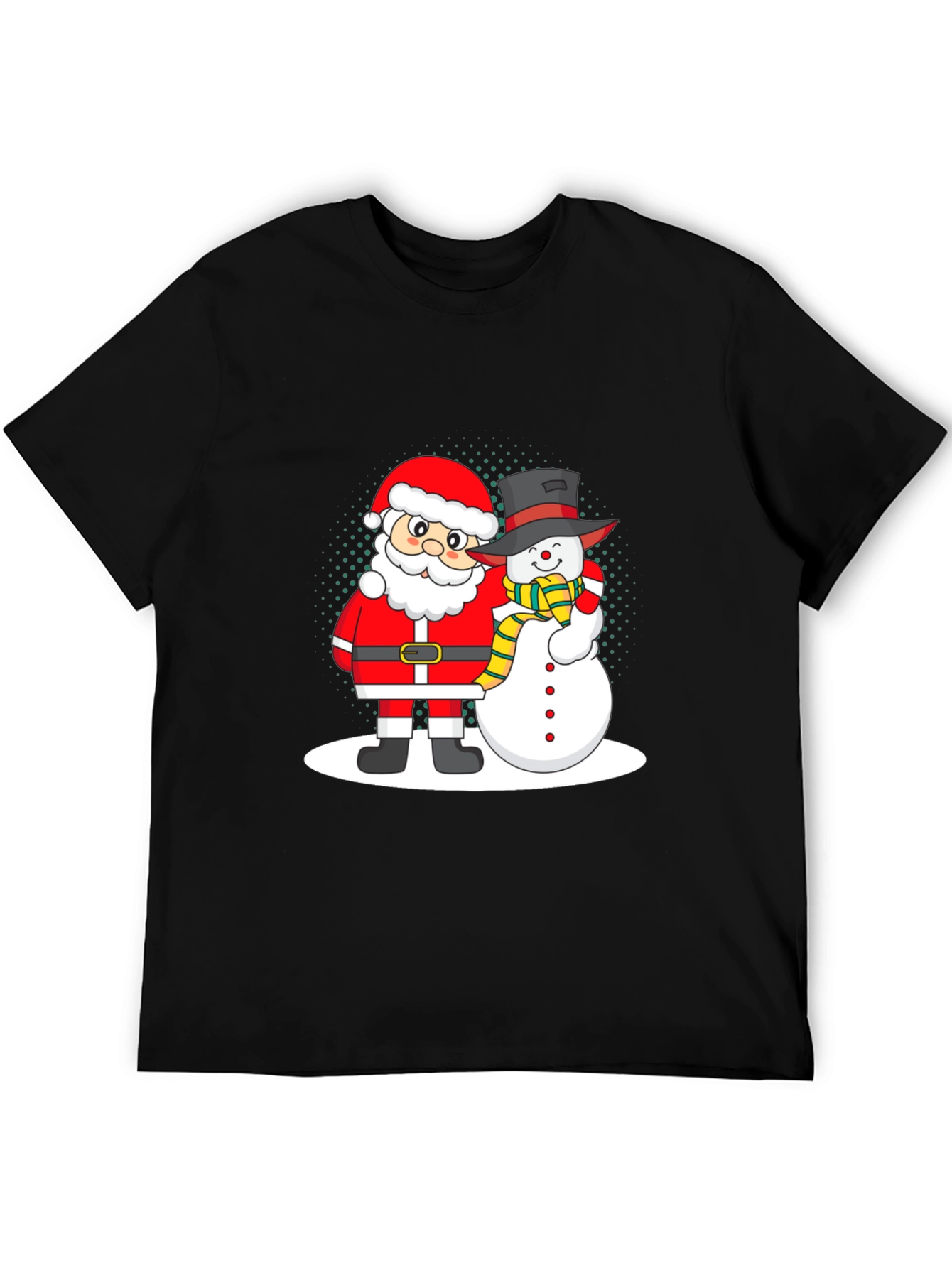Santa and Snowman Graphic Tee - Holiday Cheer