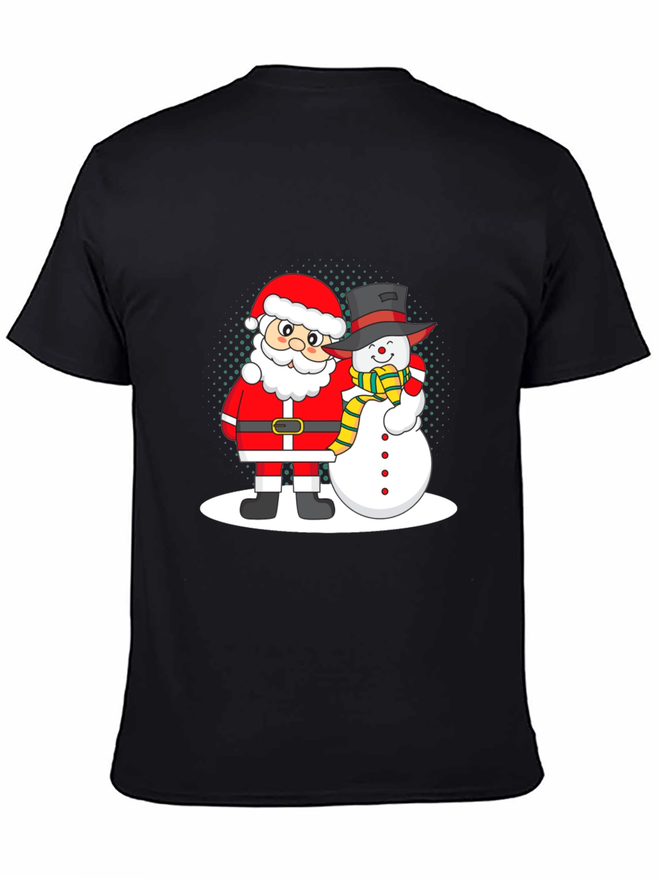 Santa and Snowman Graphic Tee - Holiday Cheer