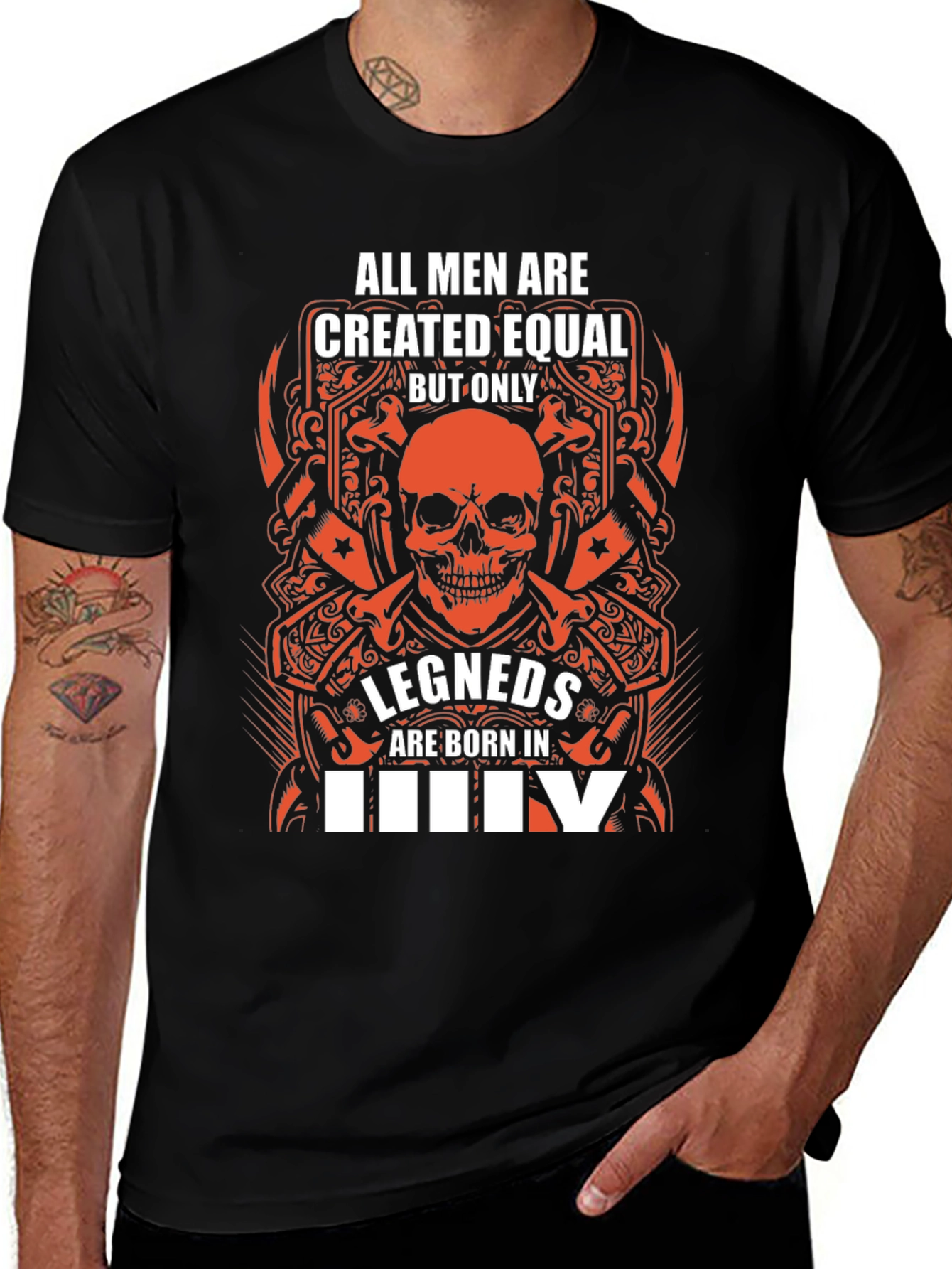 Legends Born in July Black Graphic Tee