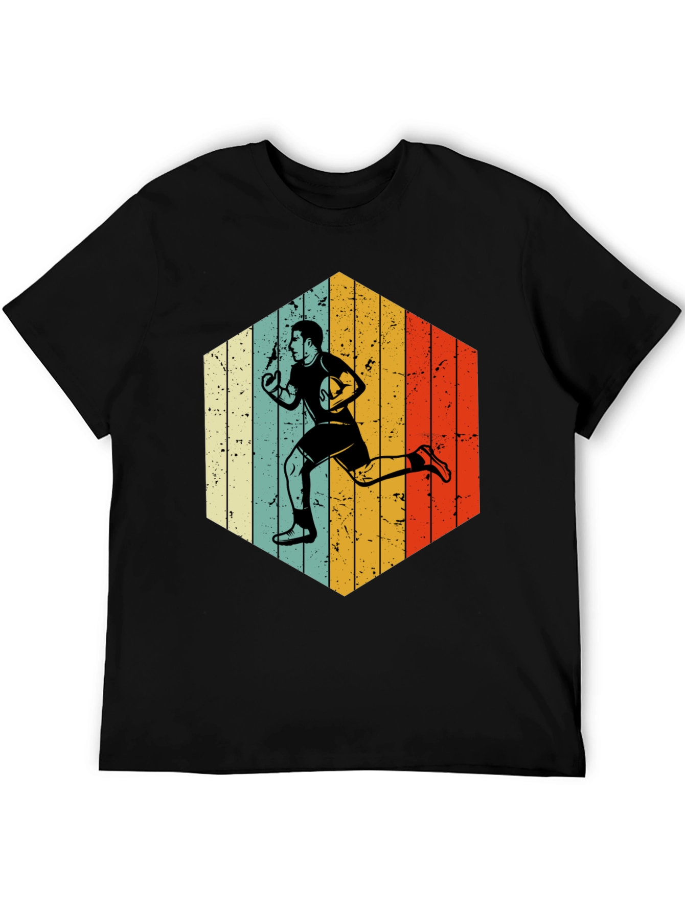 Retro Rugby Player Hexagon Graphic T-Shirt