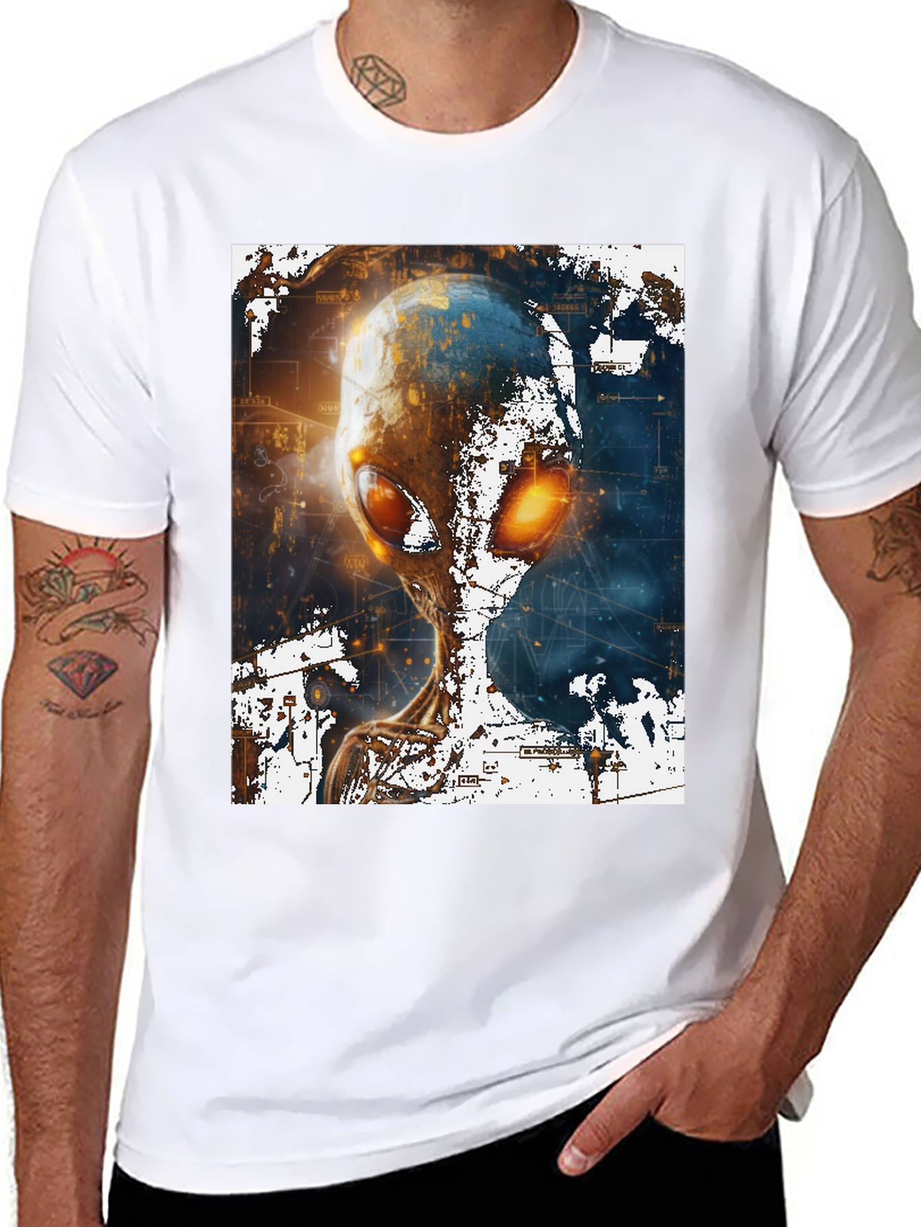Alien Graphic Print Black T-Shirt