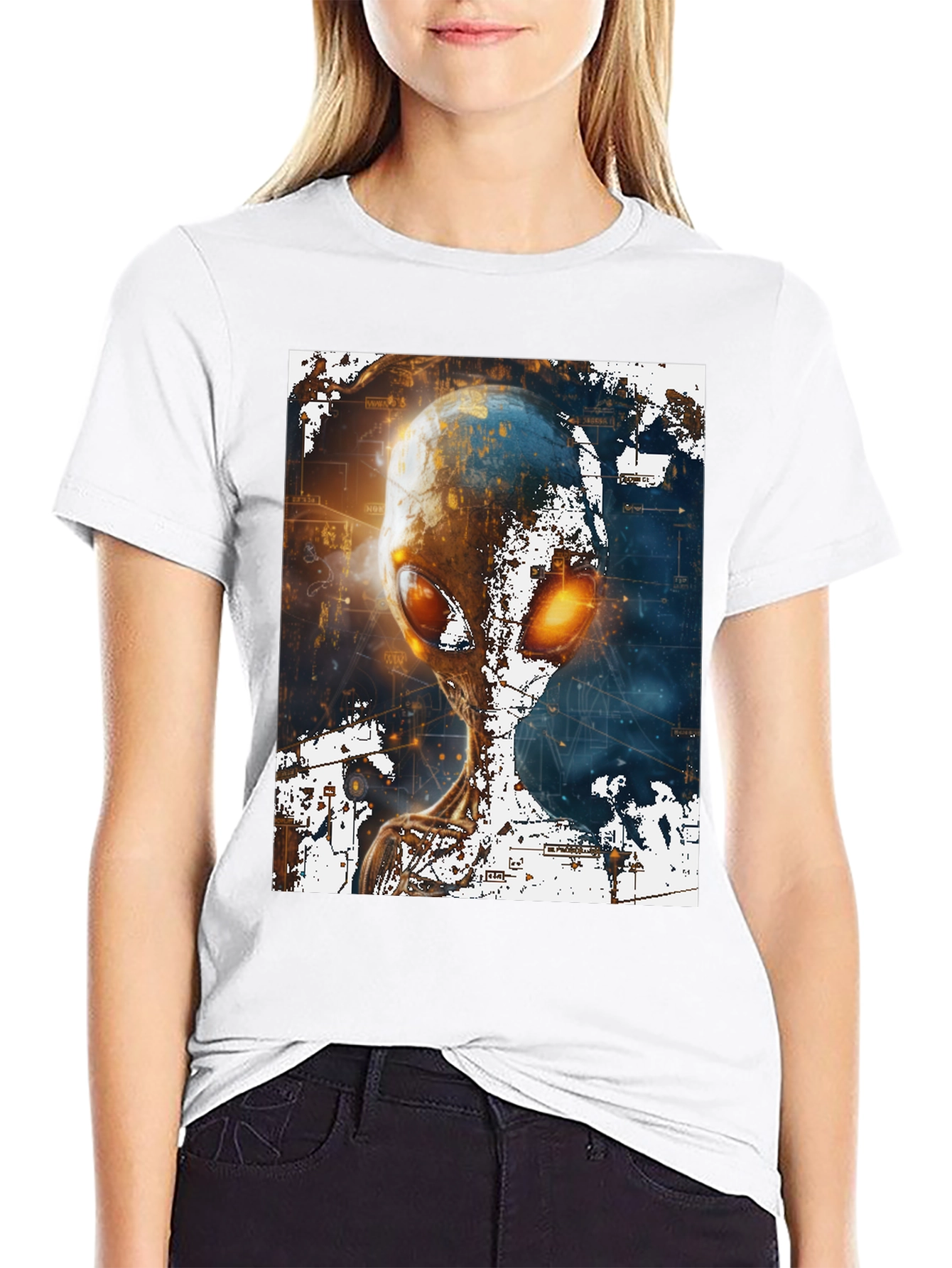 Alien Graphic Print Black T-Shirt