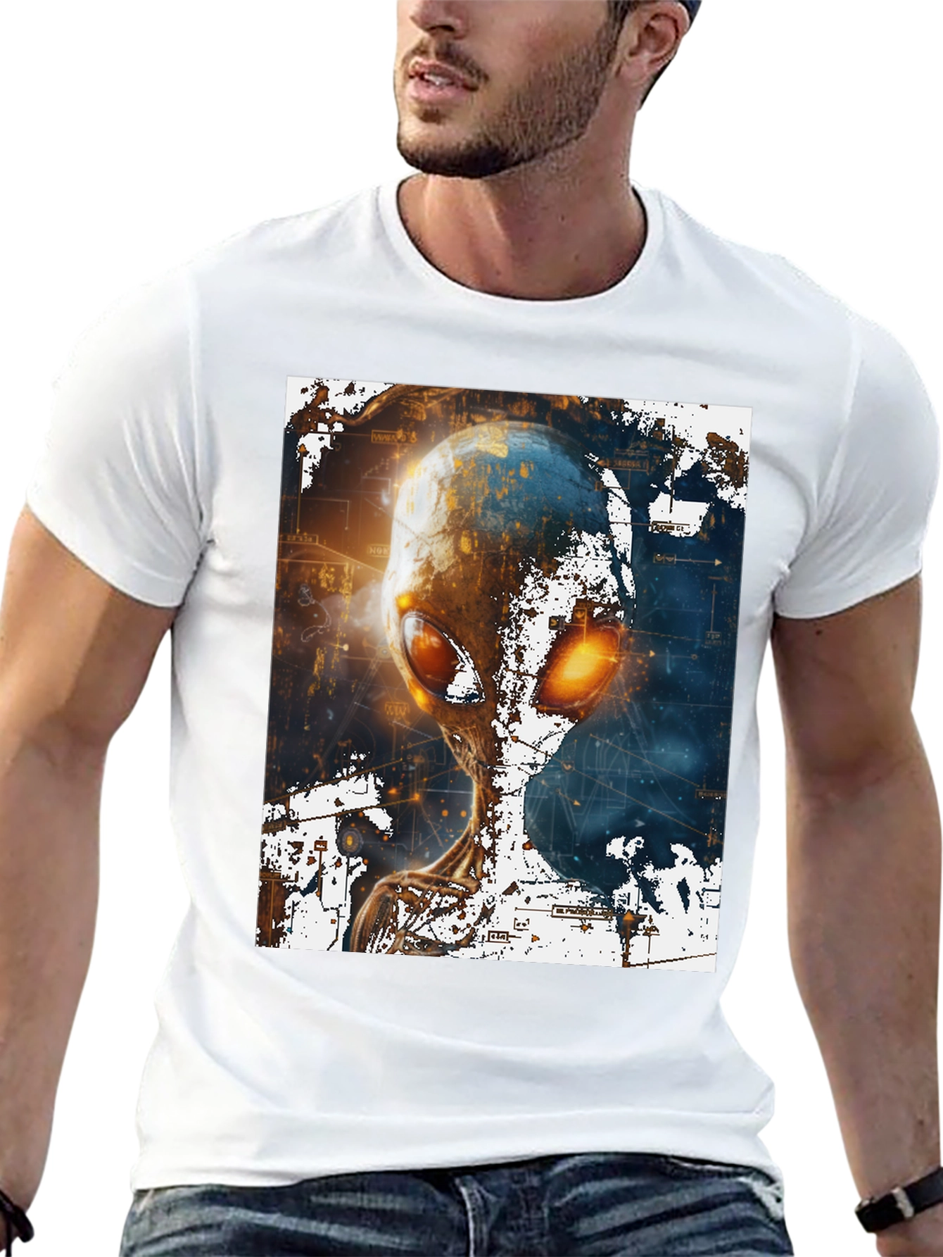 Alien Graphic Print Black T-Shirt