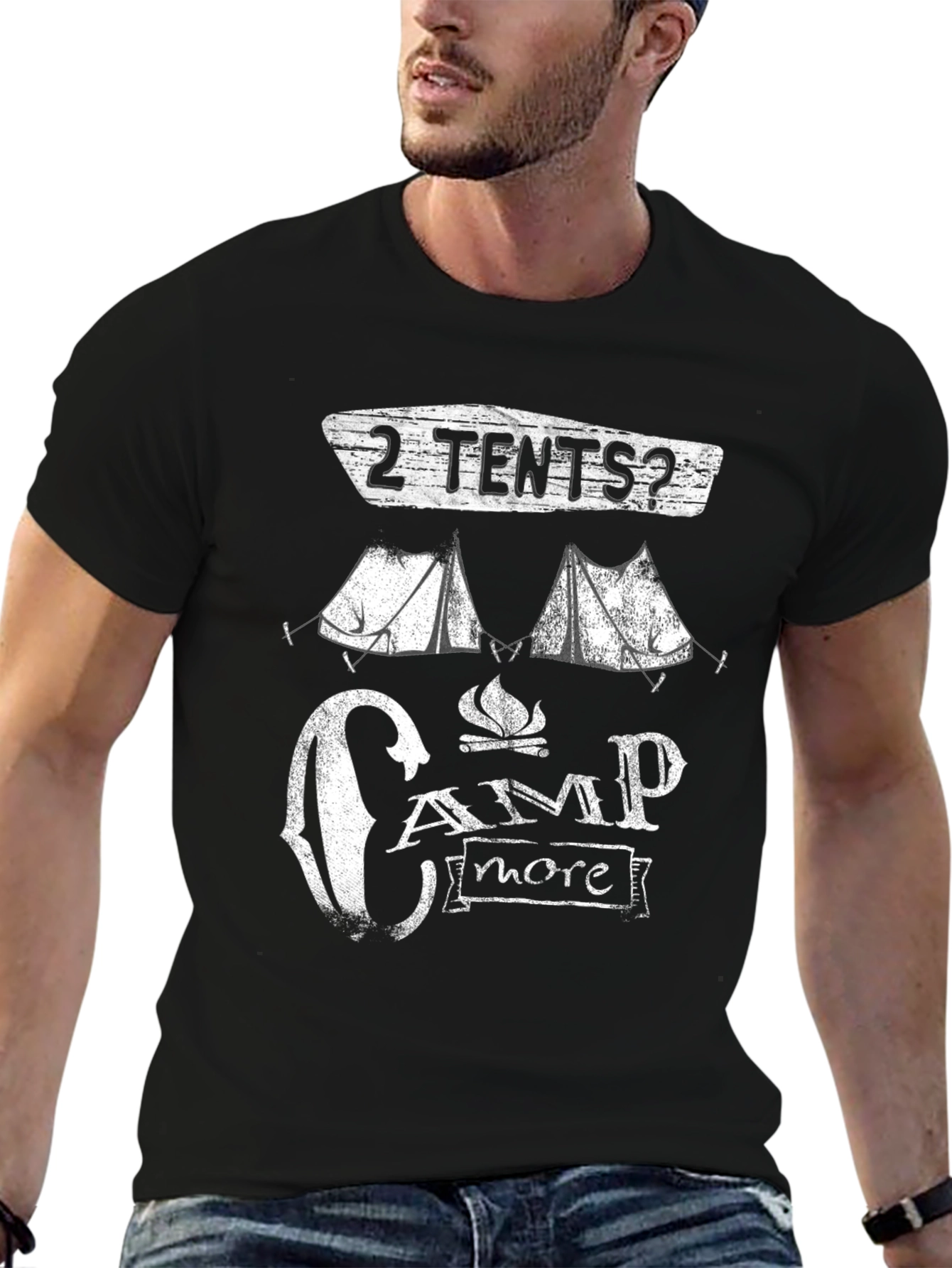 2 Tents? Camp More Black Graphic T-Shirt