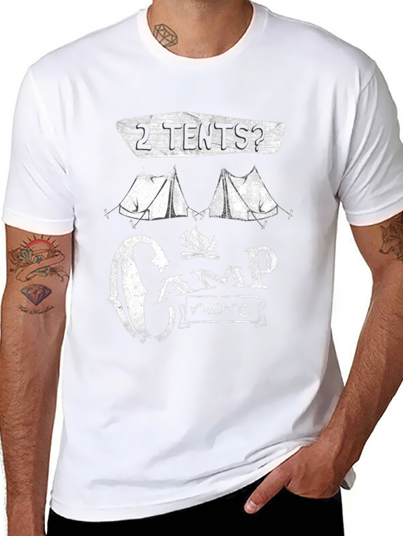 2 Tents? Camp More Black Graphic T-Shirt