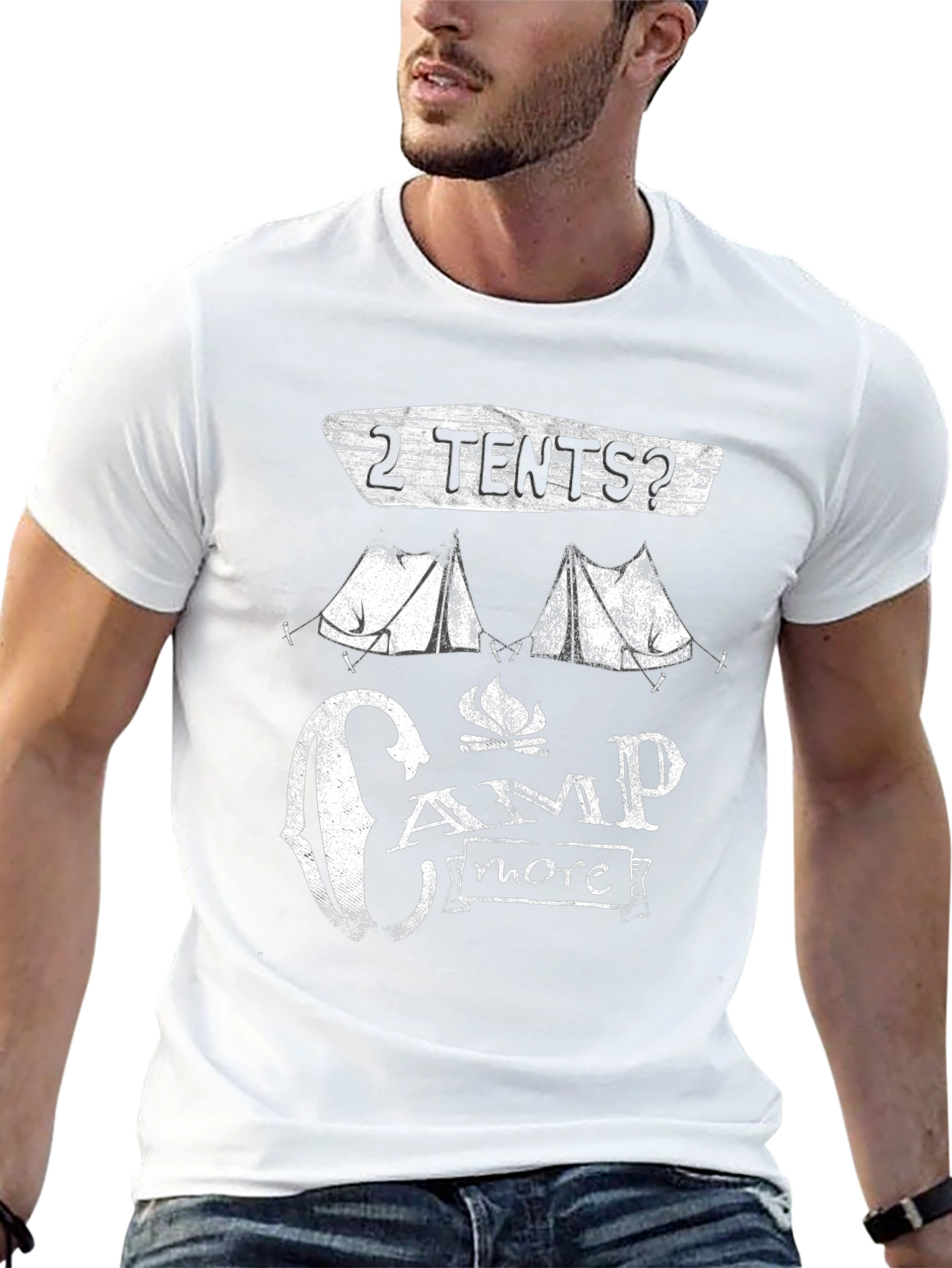 2 Tents? Camp More Black Graphic T-Shirt