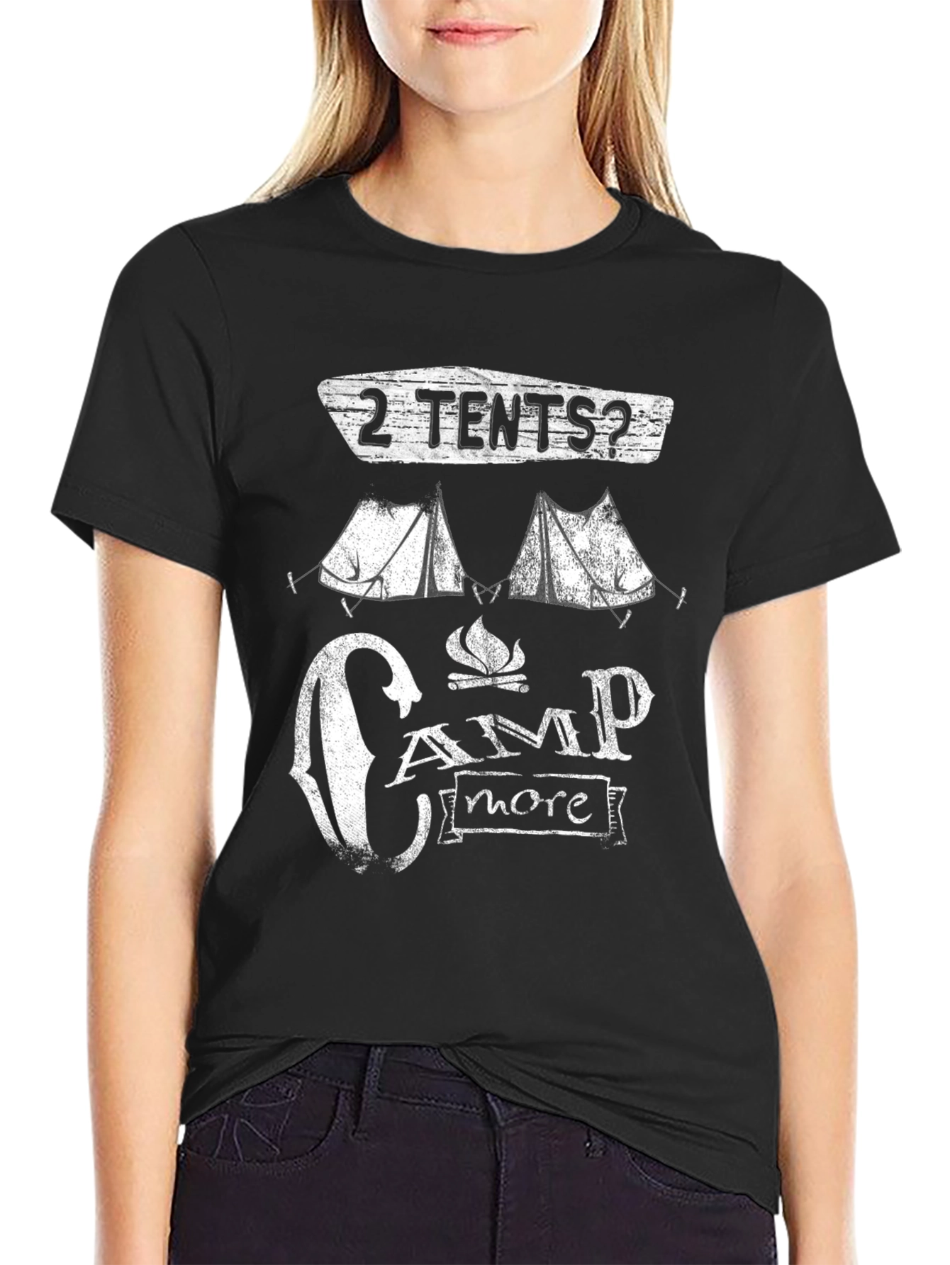 2 Tents? Camp More Black Graphic T-Shirt