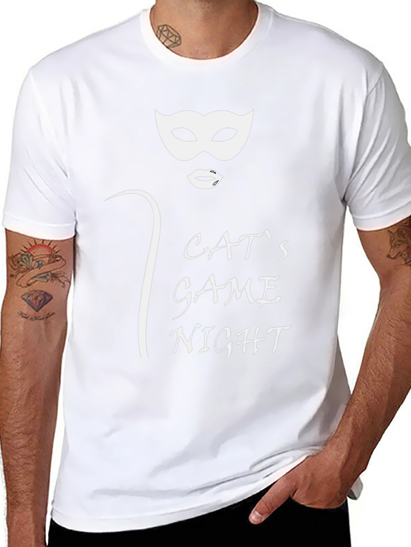 Cats Game Night Black T-Shirt