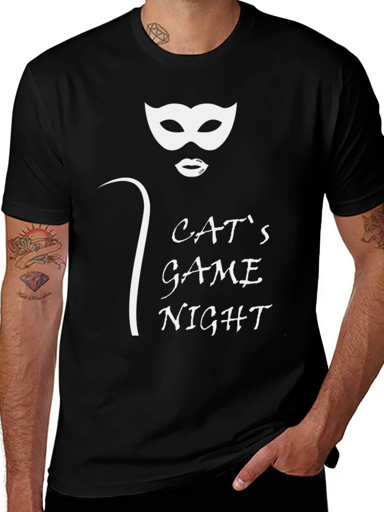Cats Game Night Black T-Shirt