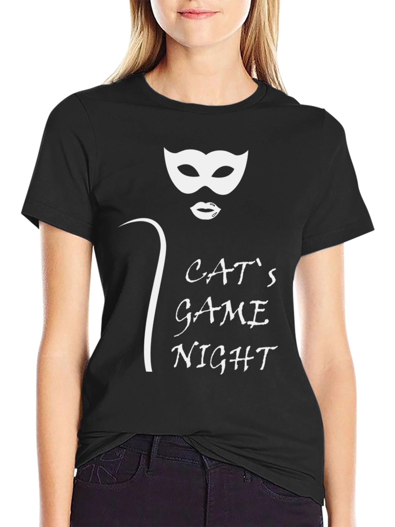 Cats Game Night Black T-Shirt