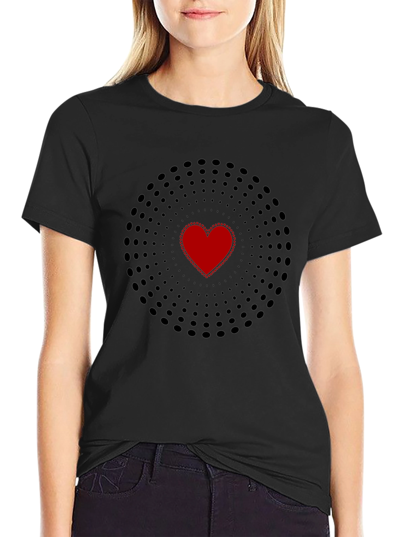 Heart Circle Black T-Shirt