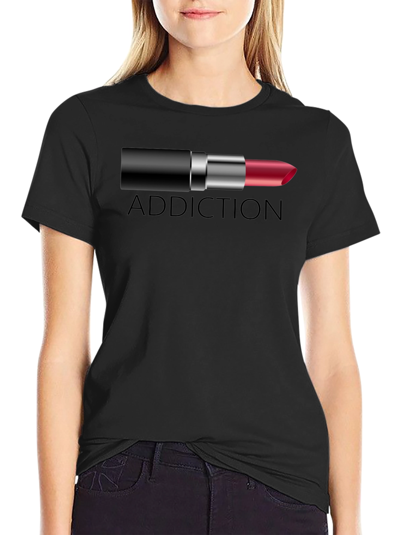 Addiction Lipstick Graphic Tee - Unique Design