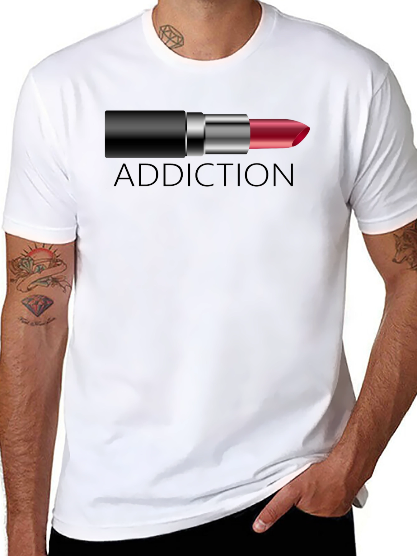 Addiction Lipstick Graphic Tee - Unique Design