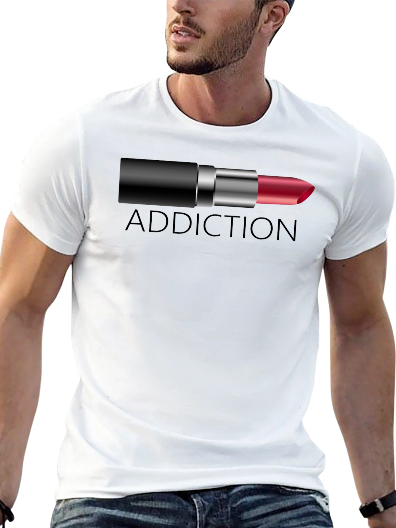 Addiction Lipstick Graphic Tee - Unique Design