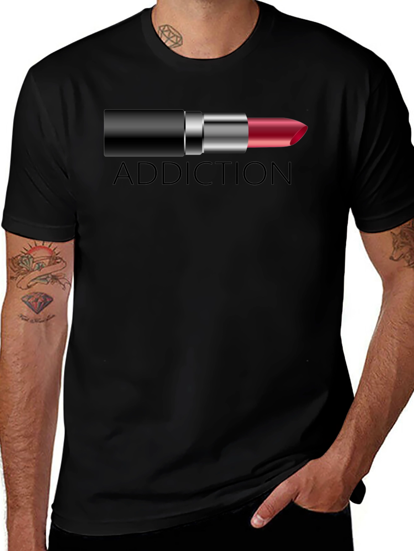 Addiction Lipstick Graphic Tee - Unique Design
