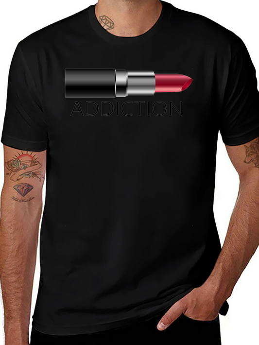 Addiction Lipstick Graphic Tee - Unique Design