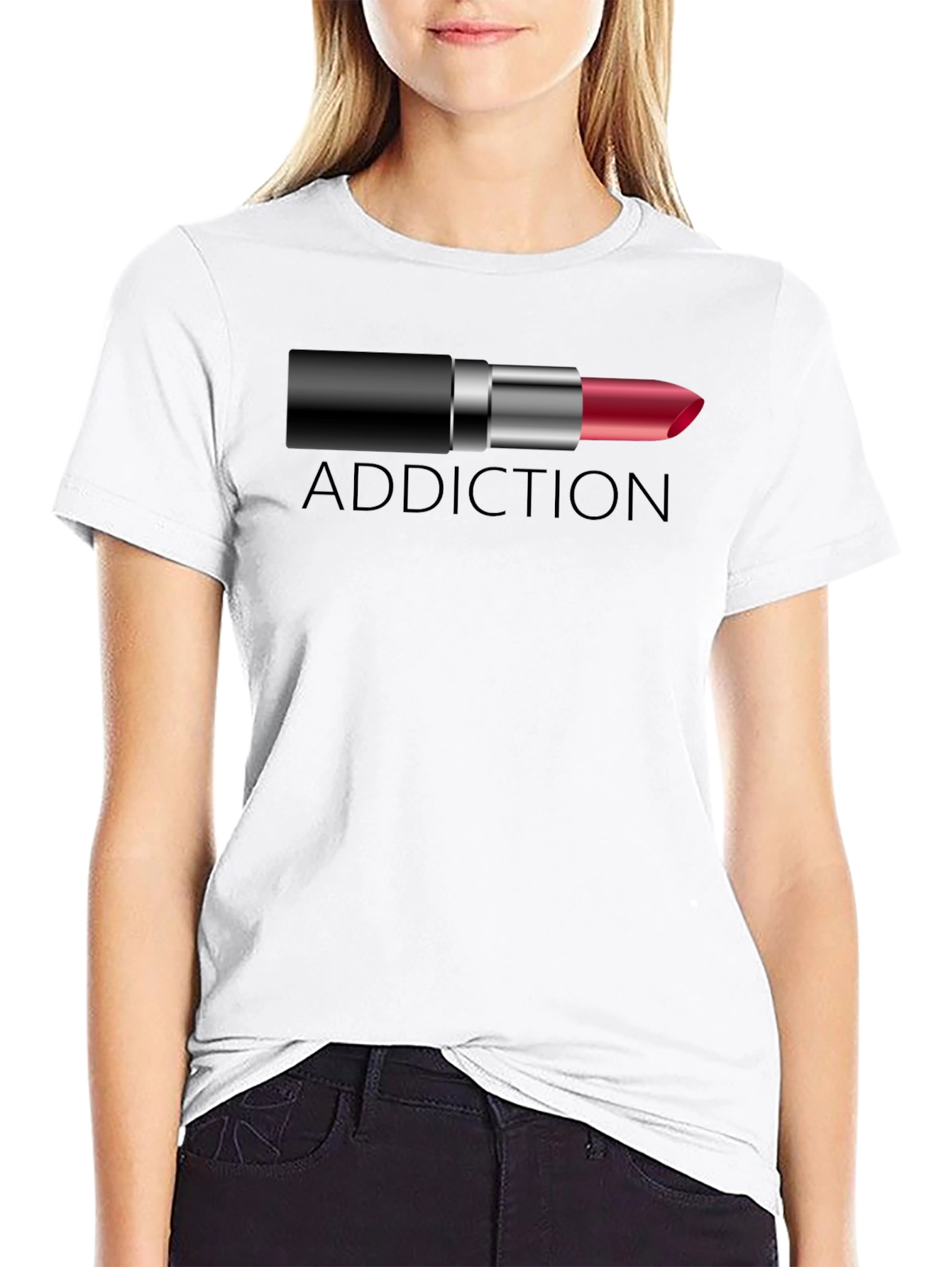 Addiction Lipstick Graphic Tee - Unique Design