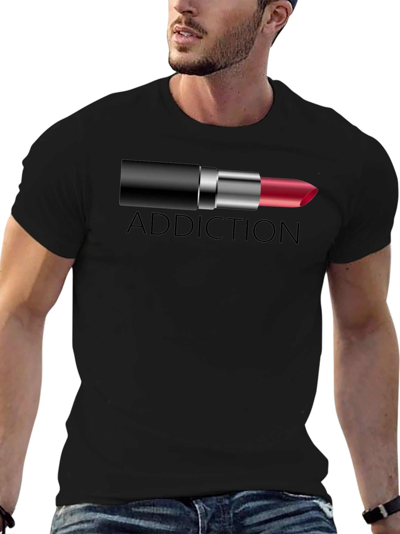 Addiction Lipstick Graphic Tee - Unique Design