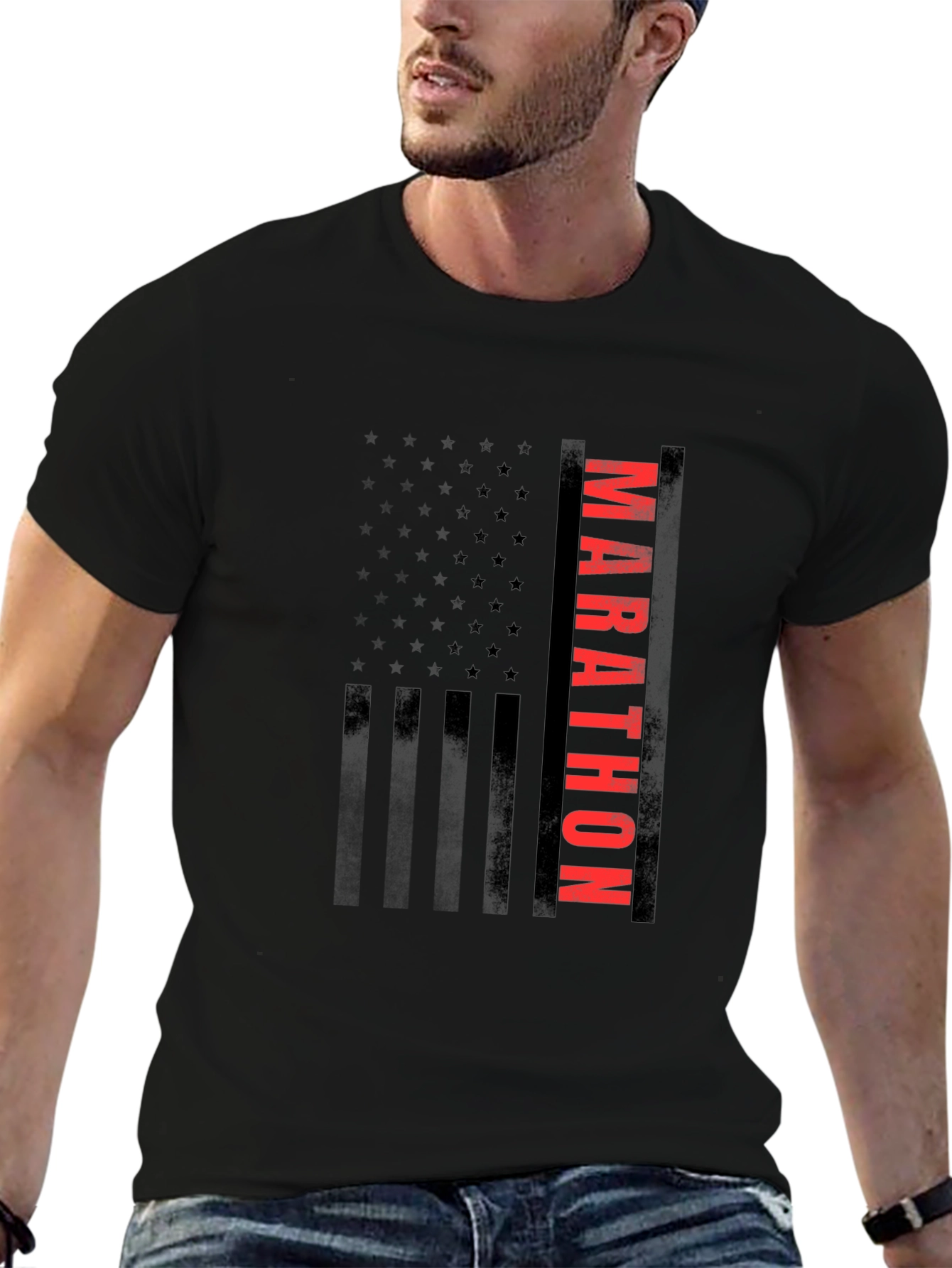 Marathon American Flag Graphic T-Shirt