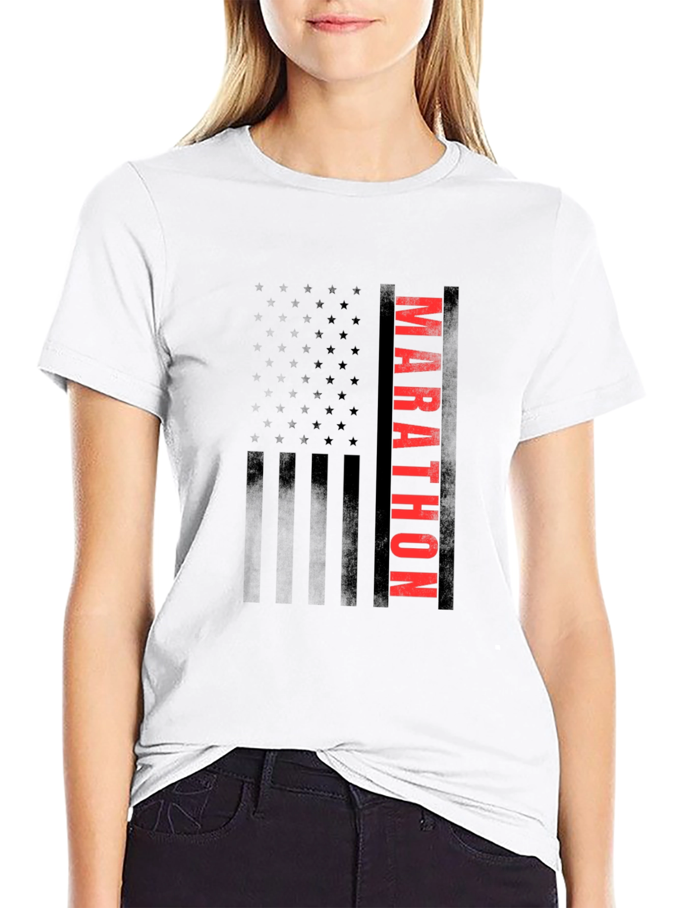 Marathon American Flag Graphic T-Shirt