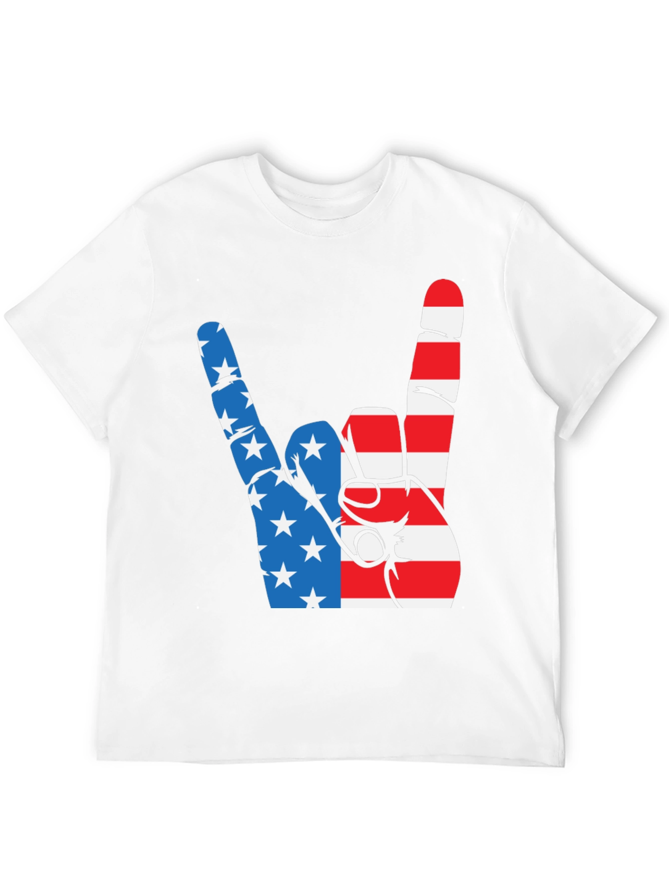 Patriotic Rock On Graphic Tee - USA Hand Sign